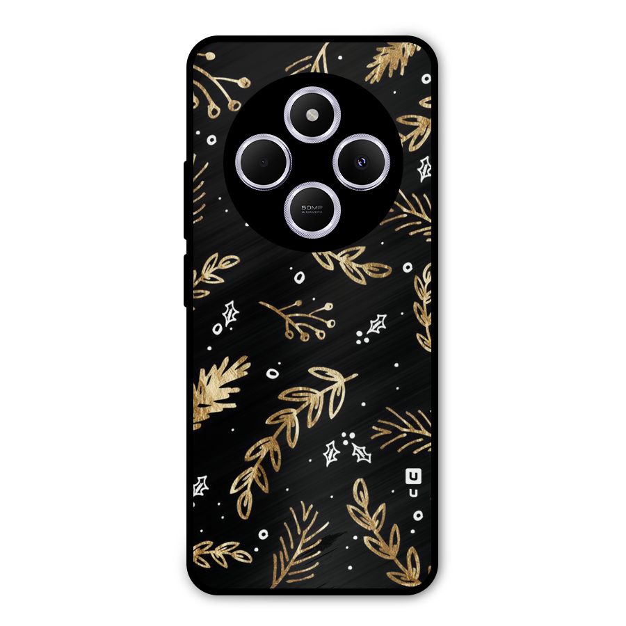 Gold Palm Leaves Metal Back Case for Poco C75 5G
