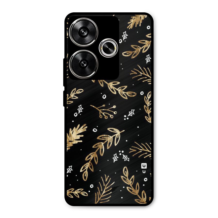 Gold Palm Leaves Metal Back Case for Poco F6