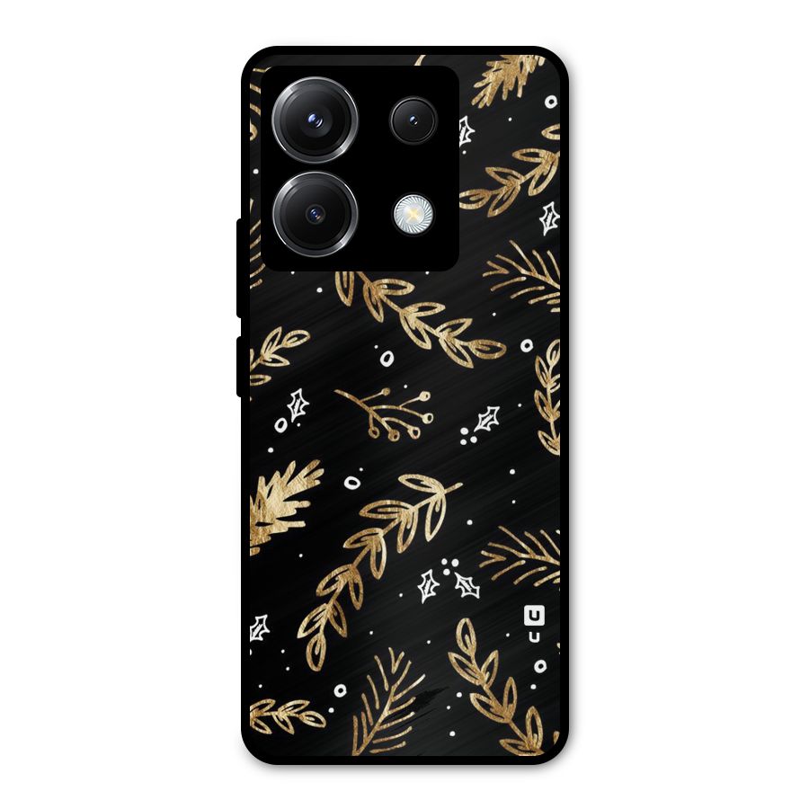 Gold Palm Leaves Metal Back Case for Poco X6