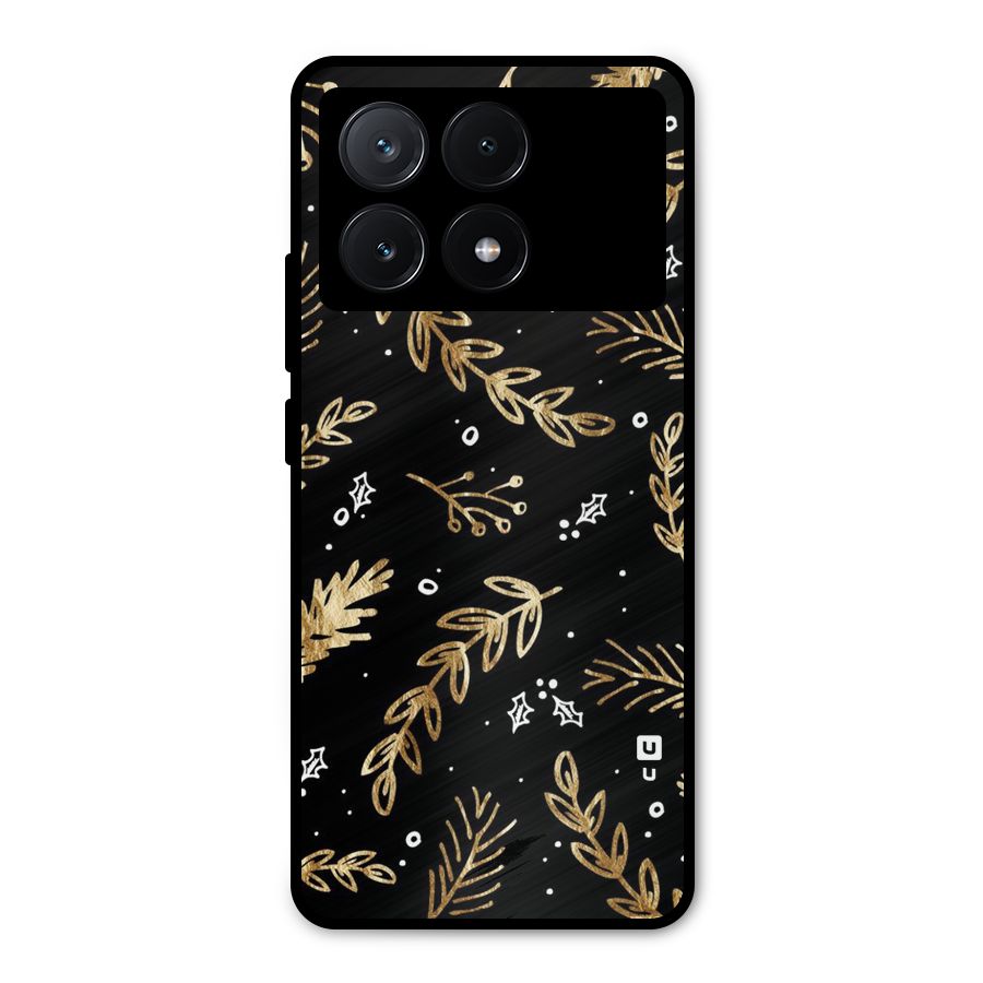 Gold Palm Leaves Metal Back Case for Poco X6 Pro