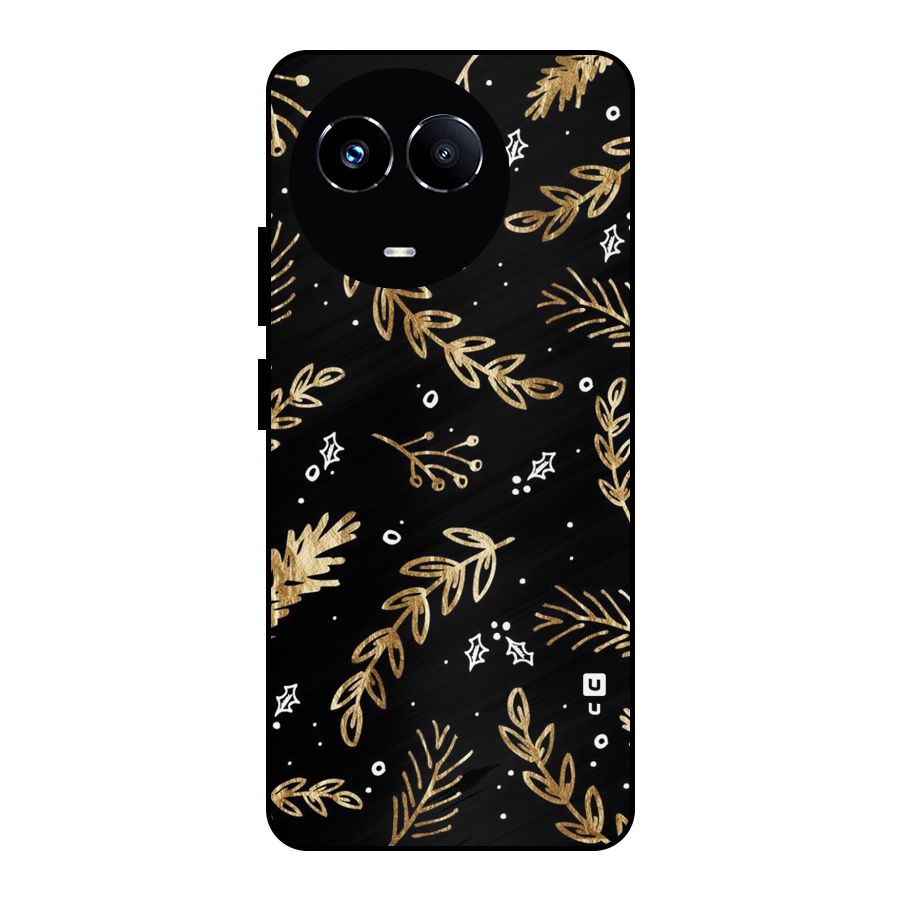 Gold Palm Leaves Metal Back Case for Realme 11 5G