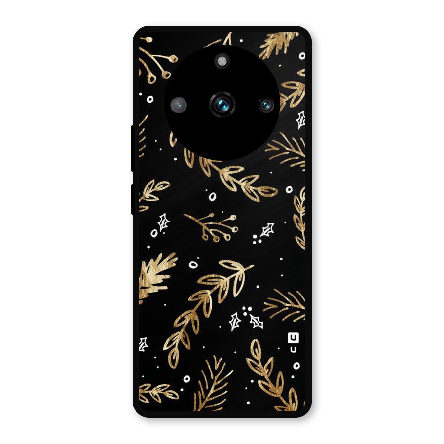 Gold Palm Leaves Metal Back Case for Realme 11 Pro Plus