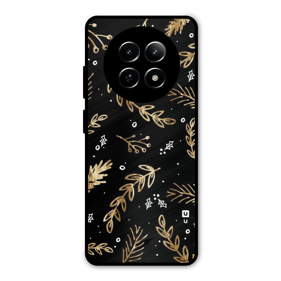 Gold Palm Leaves Metal Back Case for Realme 13