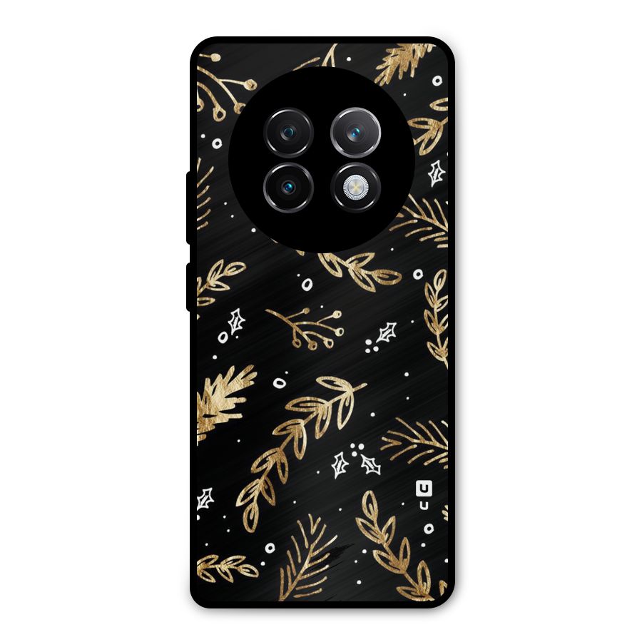 Gold Palm Leaves Metal Back Case for Realme 13 Plus