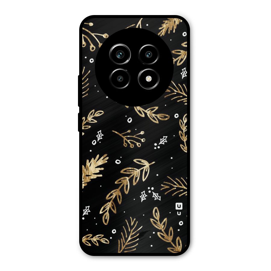 Gold Palm Leaves Metal Back Case for Realme 13 Pro