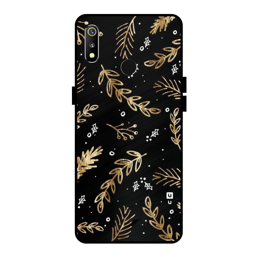 Gold Palm Leaves Metal Back Case for Realme 3
