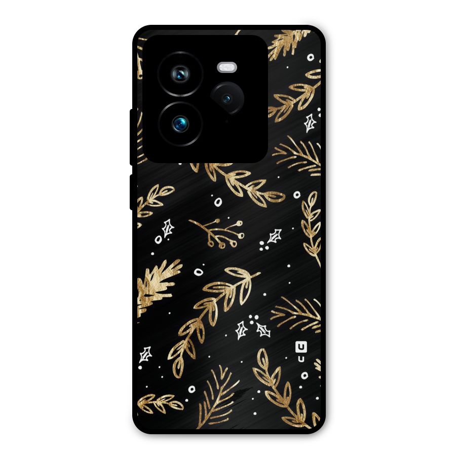 Gold Palm Leaves Metal Back Case for Realme GT 7 Pro