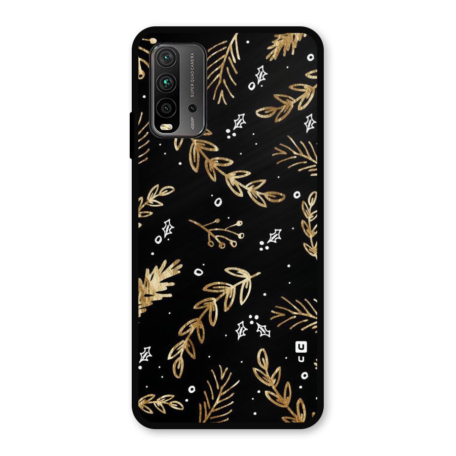 Gold Palm Leaves Metal Back Case for Redmi 9 Power
