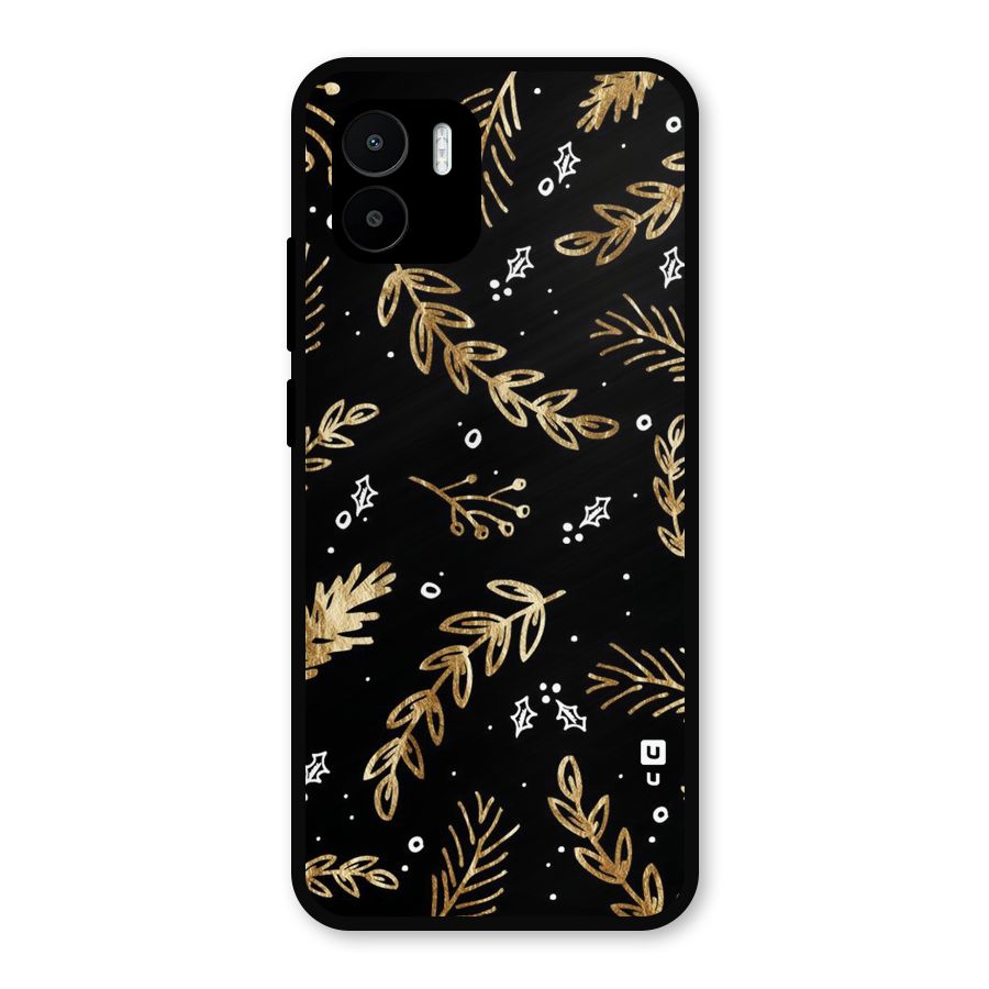 Gold Palm Leaves Metal Back Case for Redmi A2