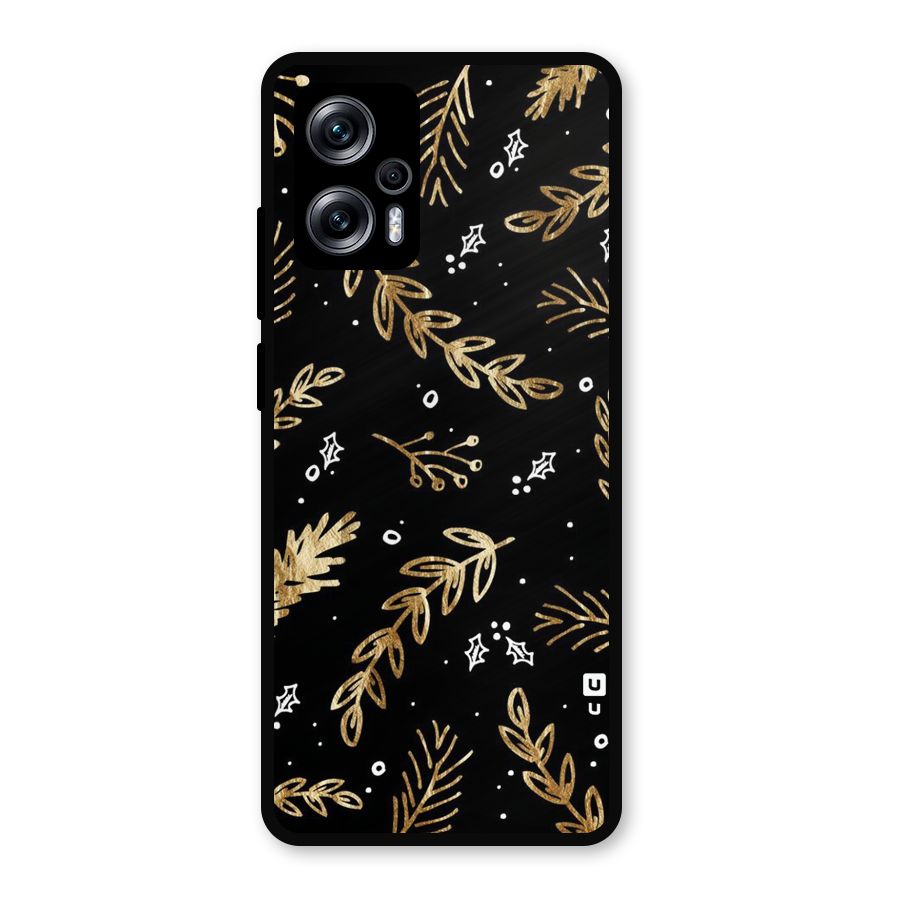 Gold Palm Leaves Metal Back Case for Redmi K50i