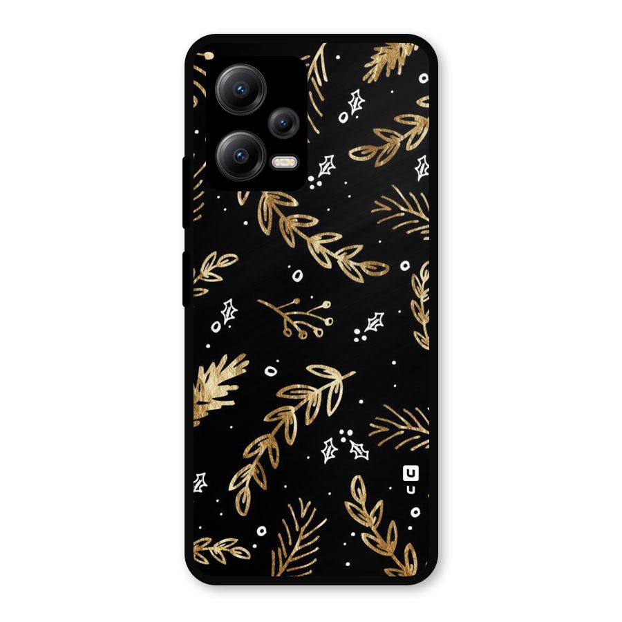 Gold Palm Leaves Metal Back Case for Redmi Note 12 5G