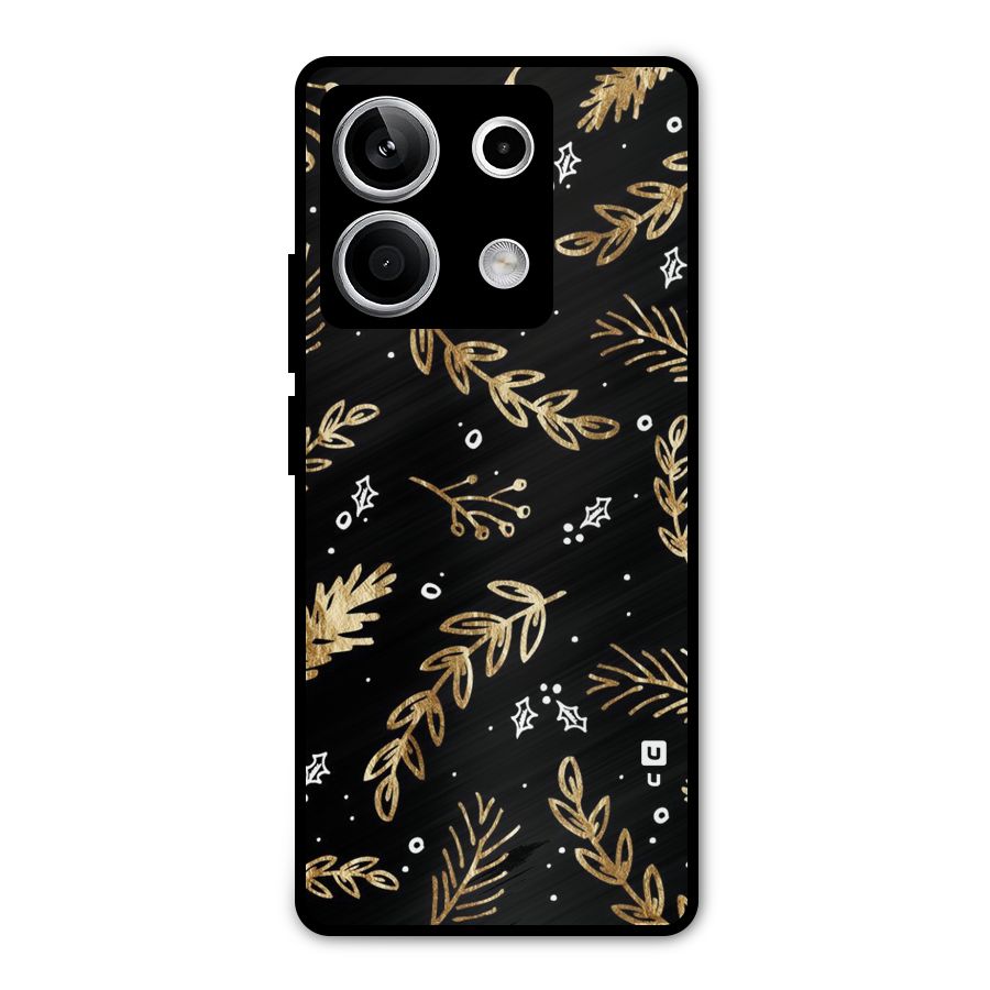 Gold Palm Leaves Metal Back Case for Redmi Note 13 5G