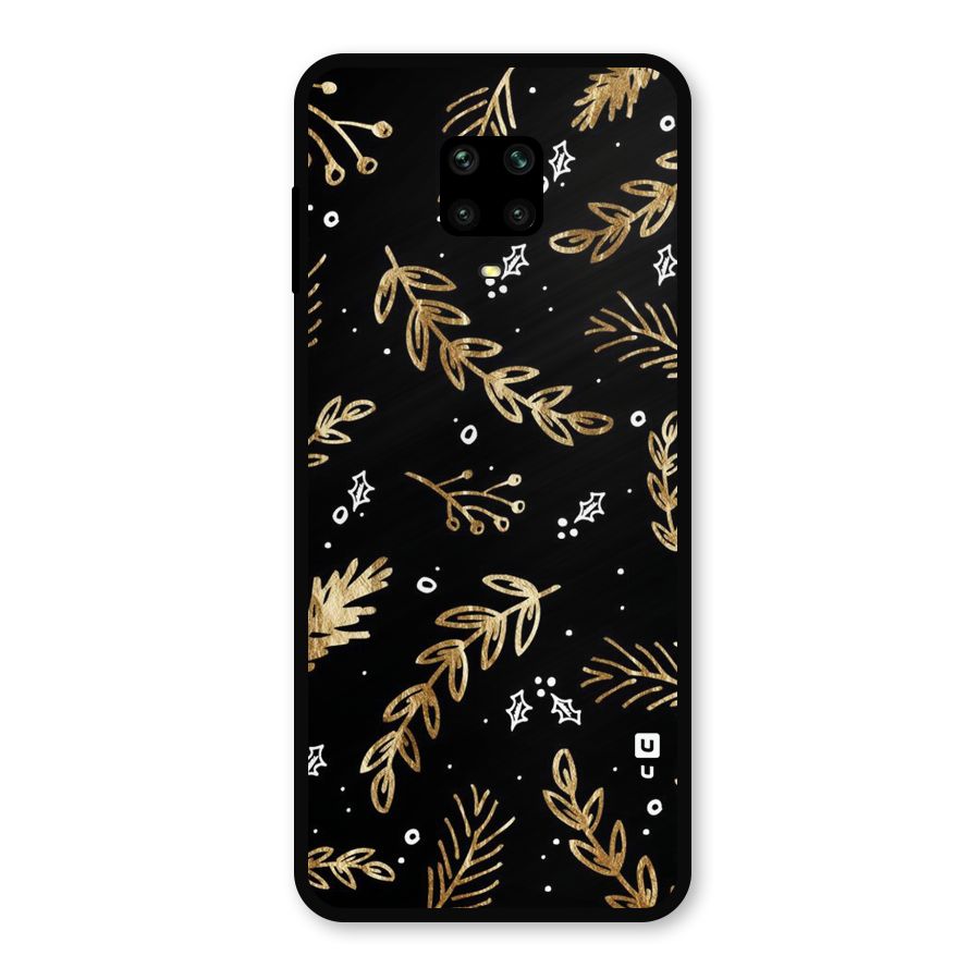 Gold Palm Leaves Metal Back Case for Redmi Note 9 Pro Max