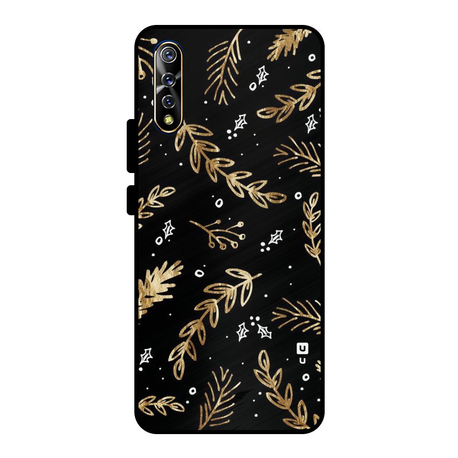 Gold Palm Leaves Metal Back Case for Vivo S1