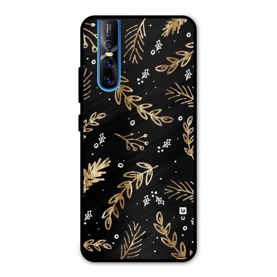 Gold Palm Leaves Metal Back Case for Vivo V15 Pro
