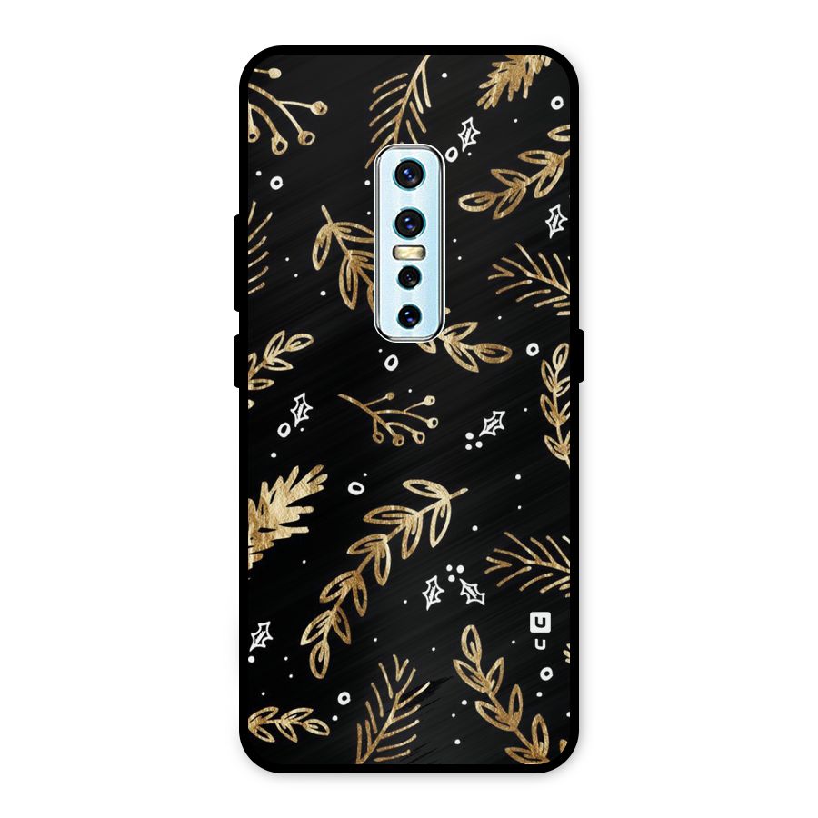Gold Palm Leaves Metal Back Case for Vivo V17 Pro