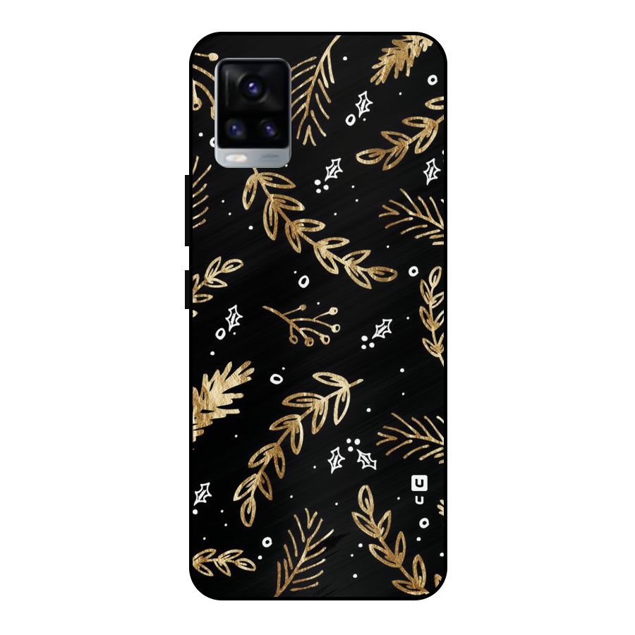 Gold Palm Leaves Metal Back Case for Vivo V20 2021