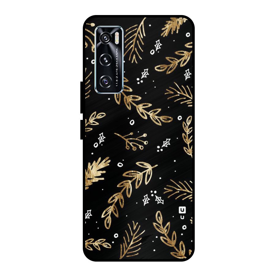Gold Palm Leaves Metal Back Case for Vivo V20 SE