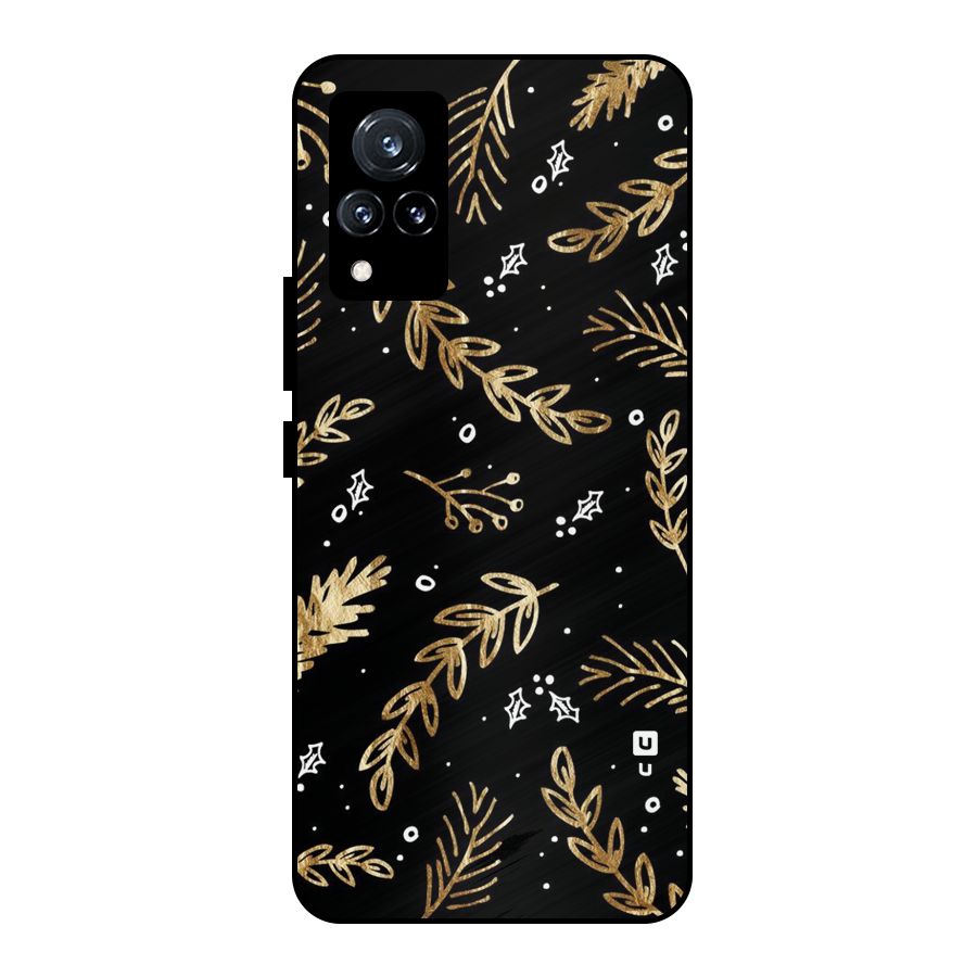 Gold Palm Leaves Metal Back Case for Vivo V21 5G