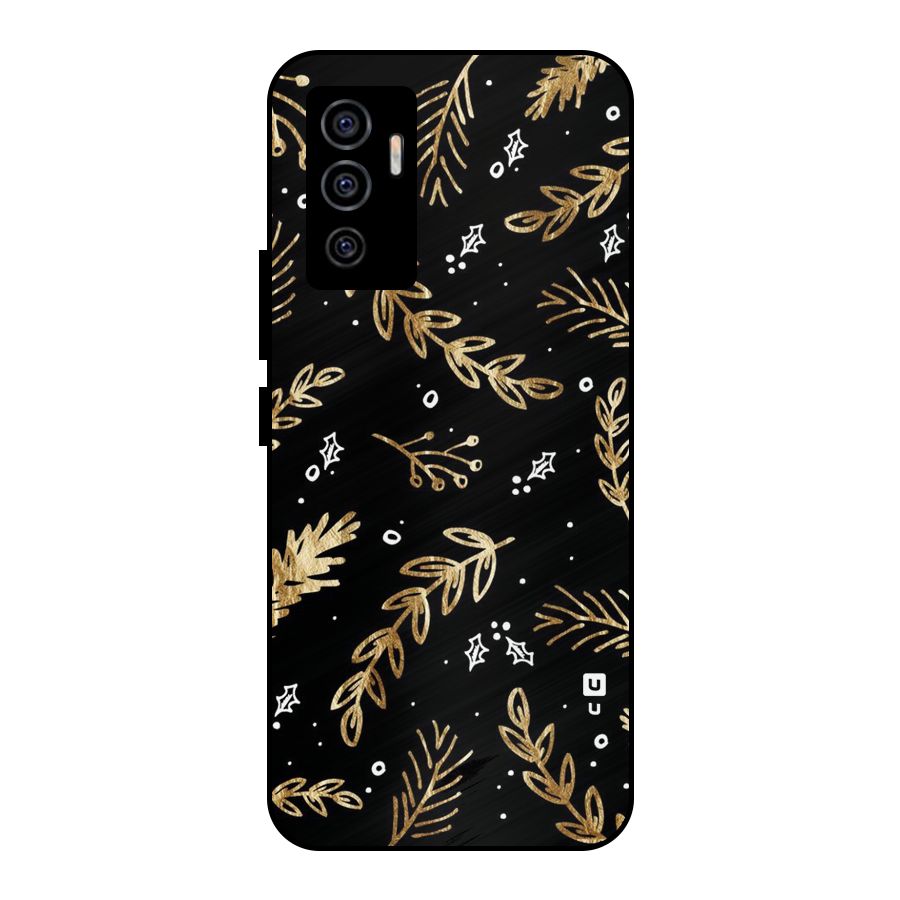 Gold Palm Leaves Metal Back Case for Vivo V23e