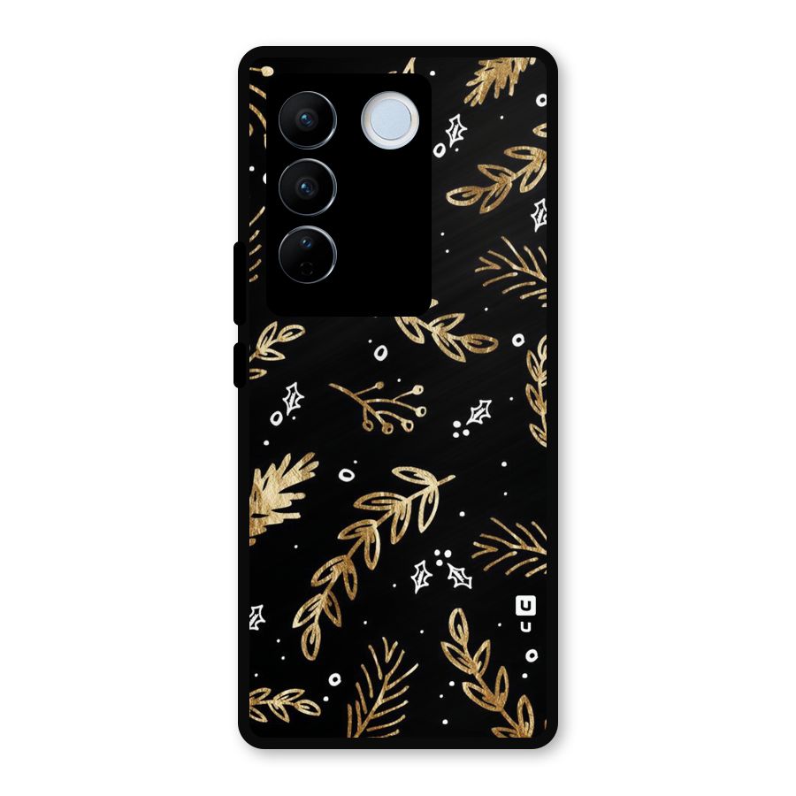 Gold Palm Leaves Metal Back Case for Vivo V27