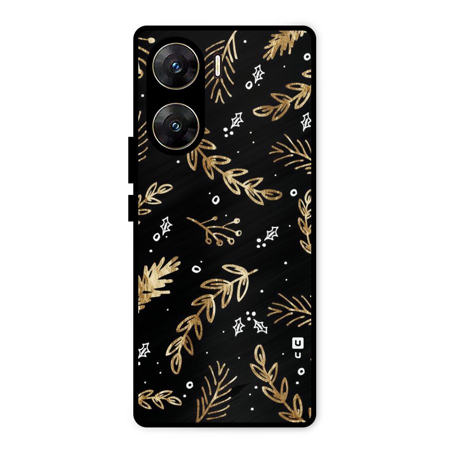 Gold Palm Leaves Metal Back Case for Vivo V29e
