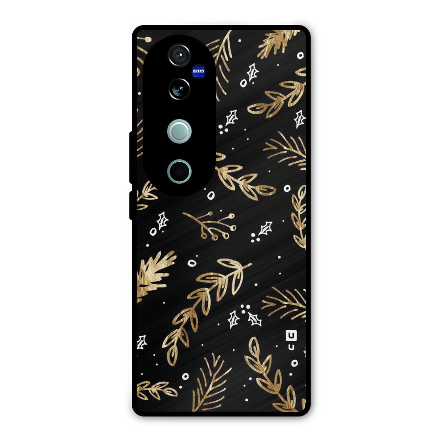Gold Palm Leaves Metal Back Case for Vivo V40