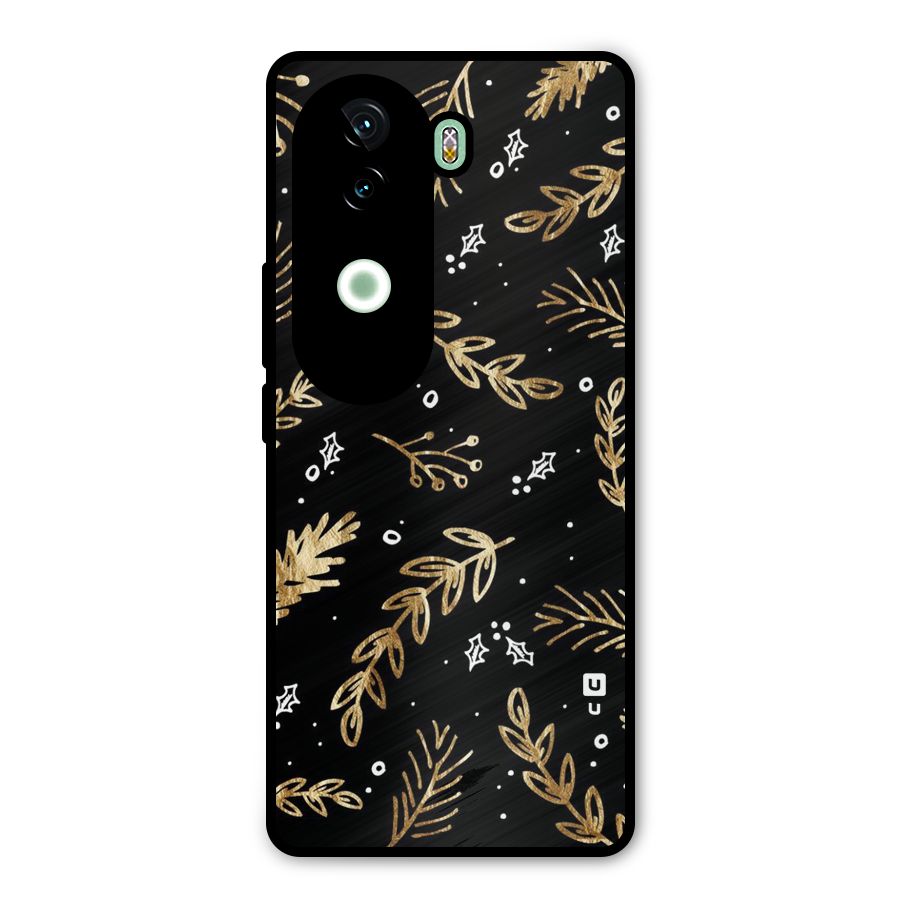 Gold Palm Leaves Metal Back Case for Vivo V40e