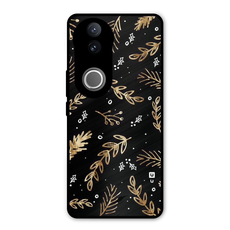 Gold Palm Leaves Metal Back Case for Vivo V50e