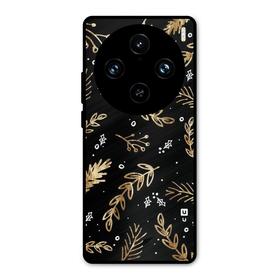 Gold Palm Leaves Metal Back Case for Vivo X100 Pro