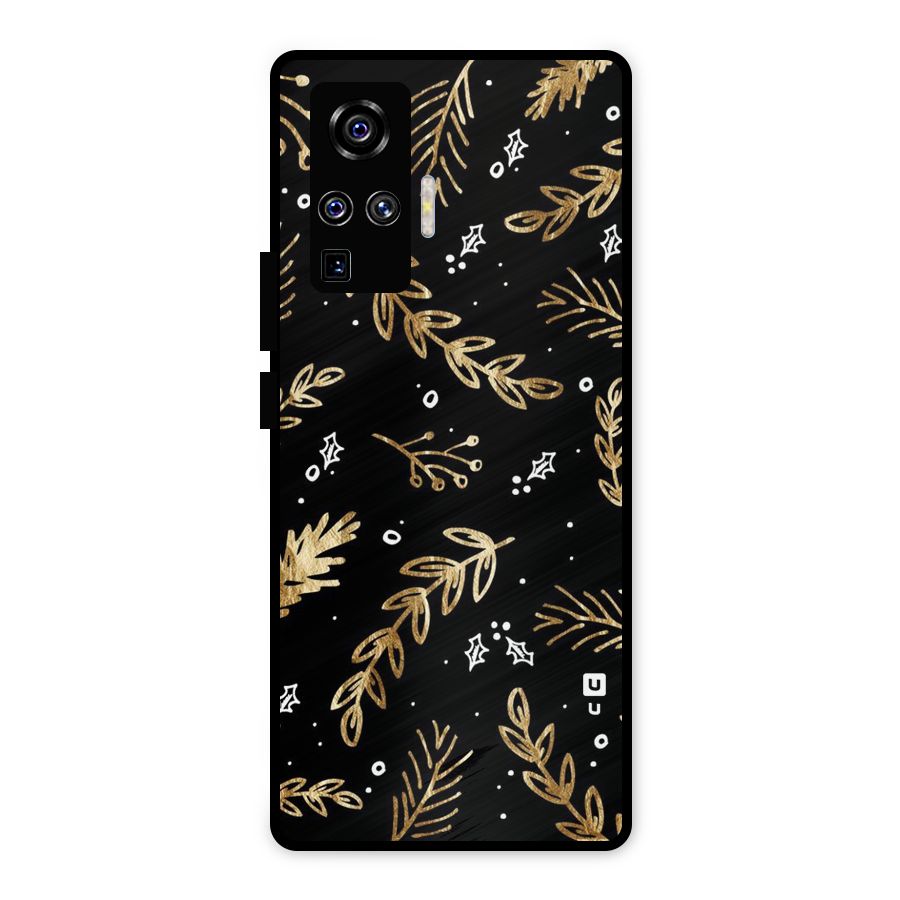 Gold Palm Leaves Metal Back Case for Vivo X50 Pro