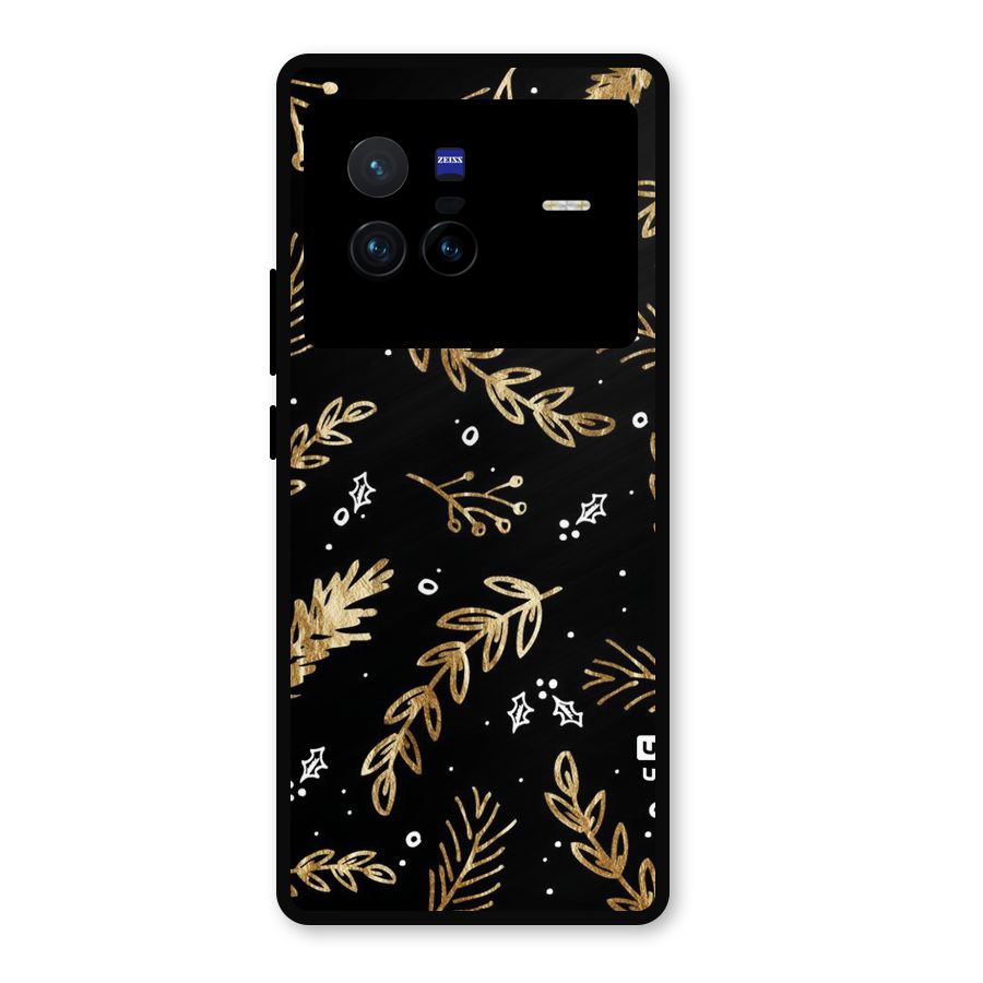 Gold Palm Leaves Metal Back Case for Vivo X80