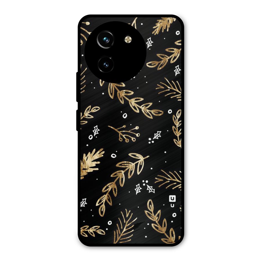 Gold Palm Leaves Metal Back Case for Vivo Y200i