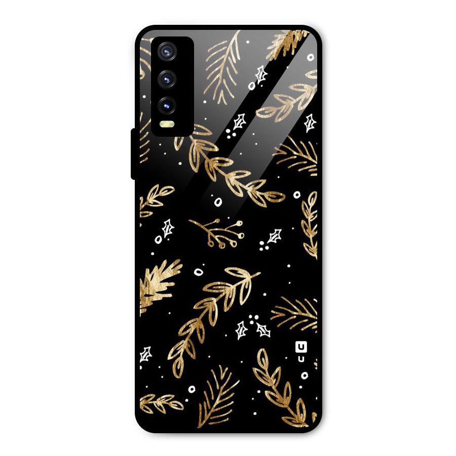 Gold Palm Leaves Metal Back Case for Vivo Y20g