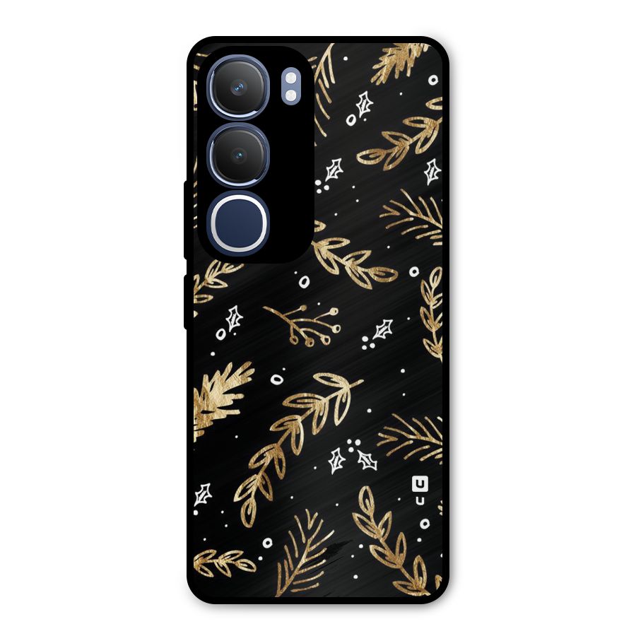 Gold Palm Leaves Metal Back Case for Vivo Y29