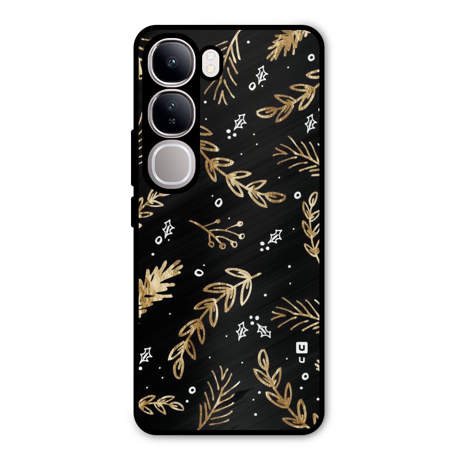 Gold Palm Leaves Metal Back Case for Vivo Y300