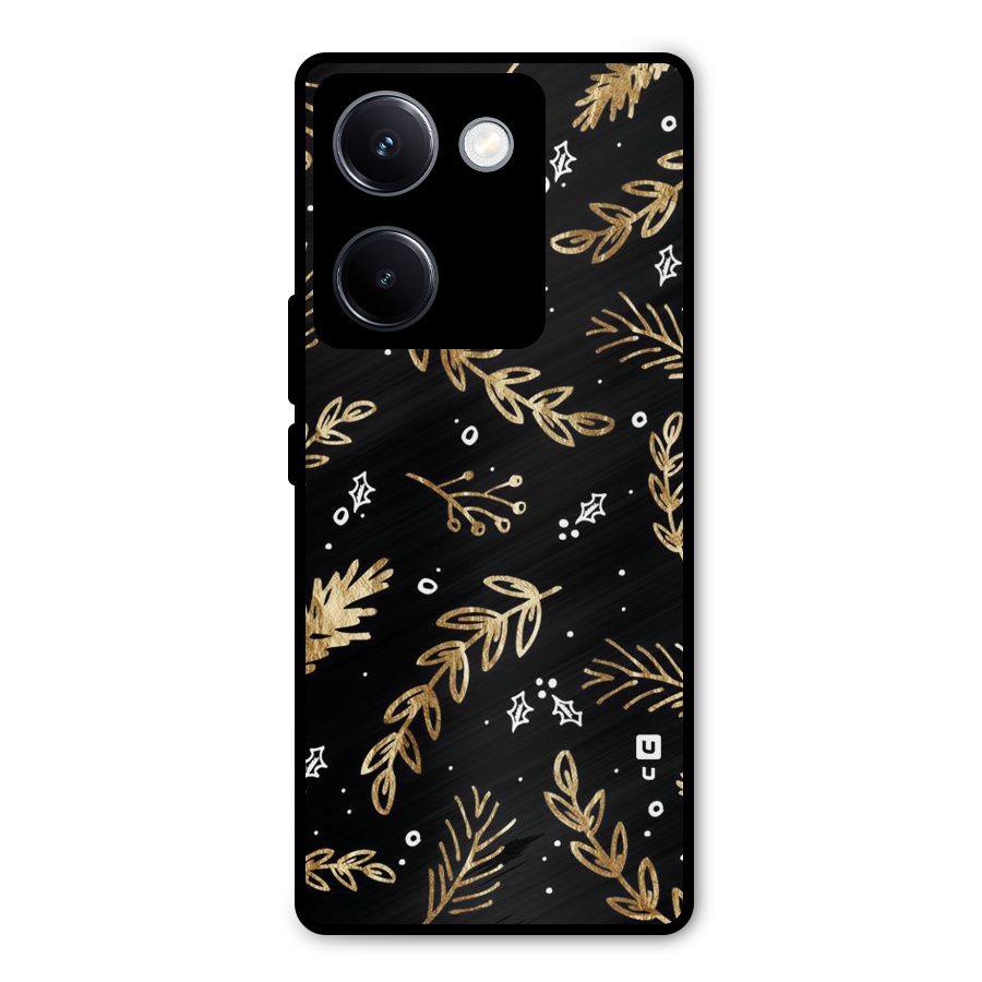 Gold Palm Leaves Metal Back Case for Vivo Y300 Plus