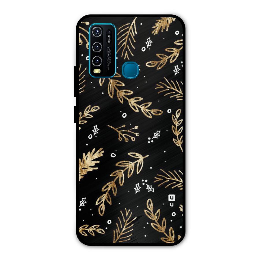 Gold Palm Leaves Metal Back Case for Vivo Y50