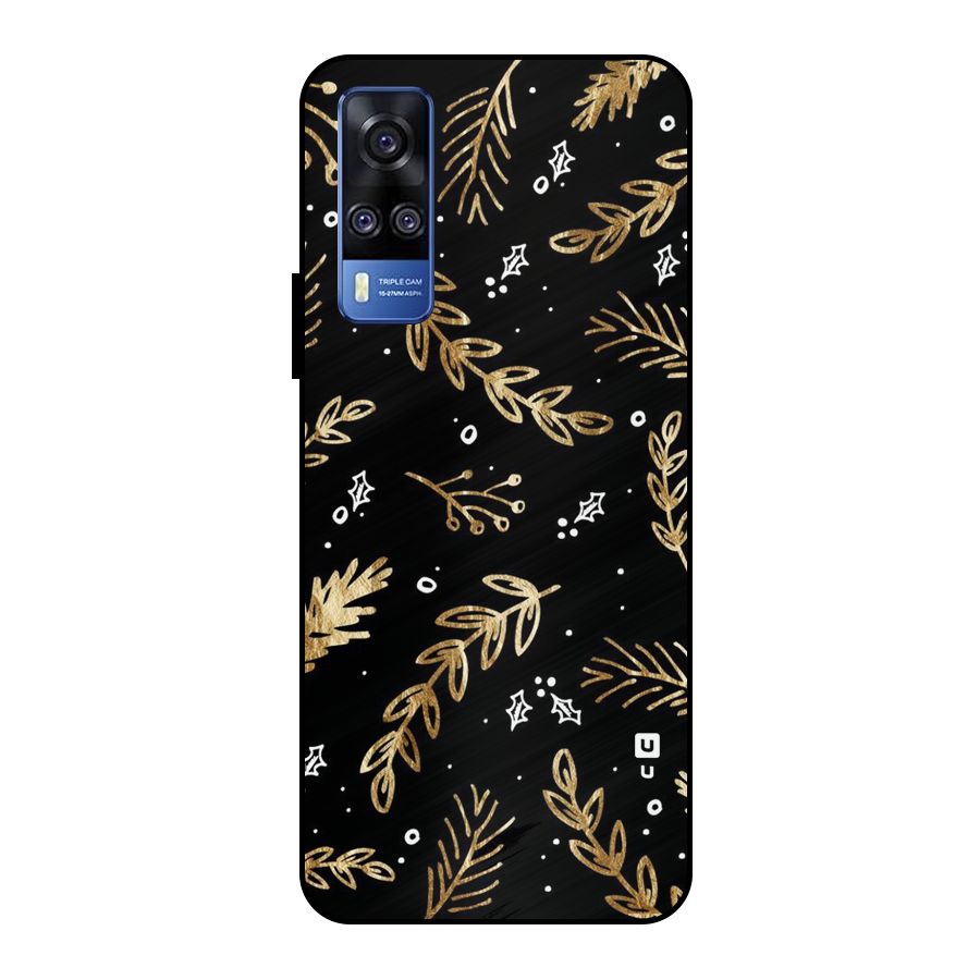 Gold Palm Leaves Metal Back Case for Vivo Y51