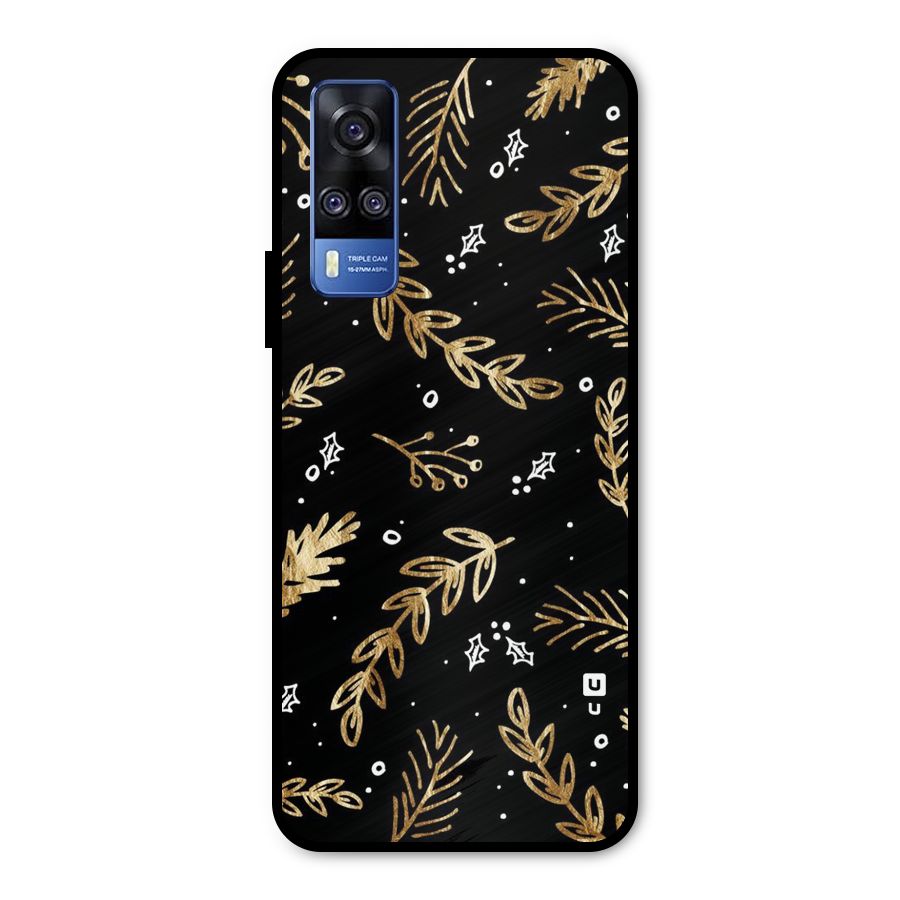 Gold Palm Leaves Metal Back Case for Vivo Y51A