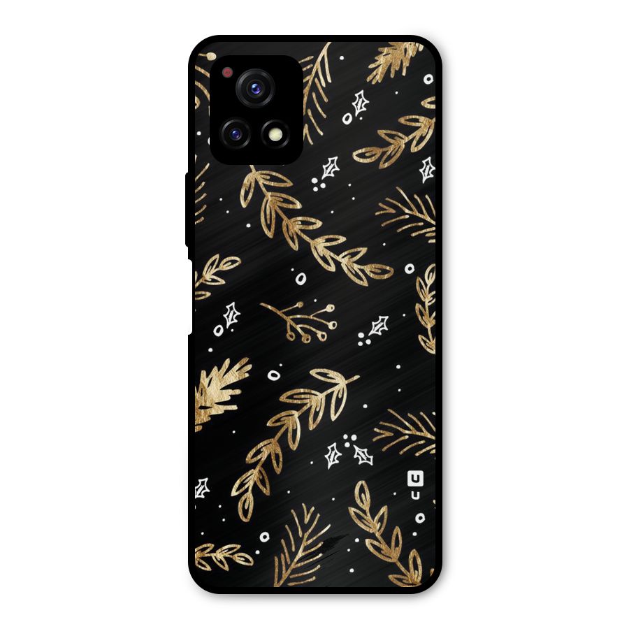 Gold Palm Leaves Metal Back Case for Vivo Y72 5G