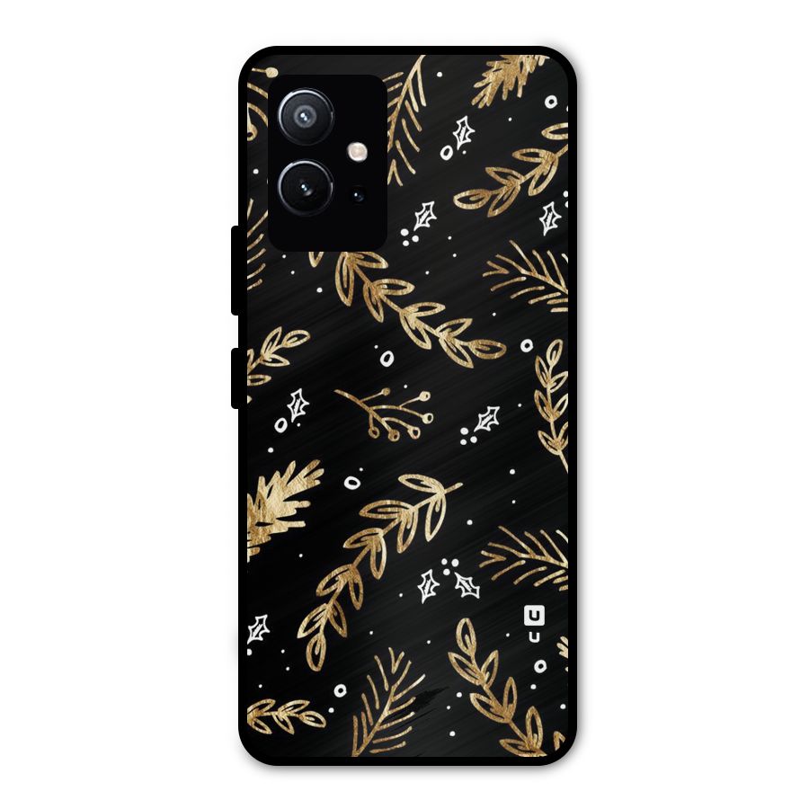 Gold Palm Leaves Metal Back Case for Vivo Y75 5G
