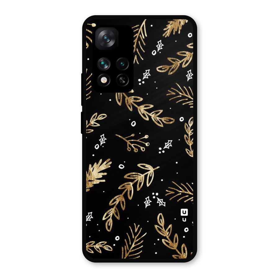Gold Palm Leaves Metal Back Case for Xiaomi 11i Hypercharge 5G