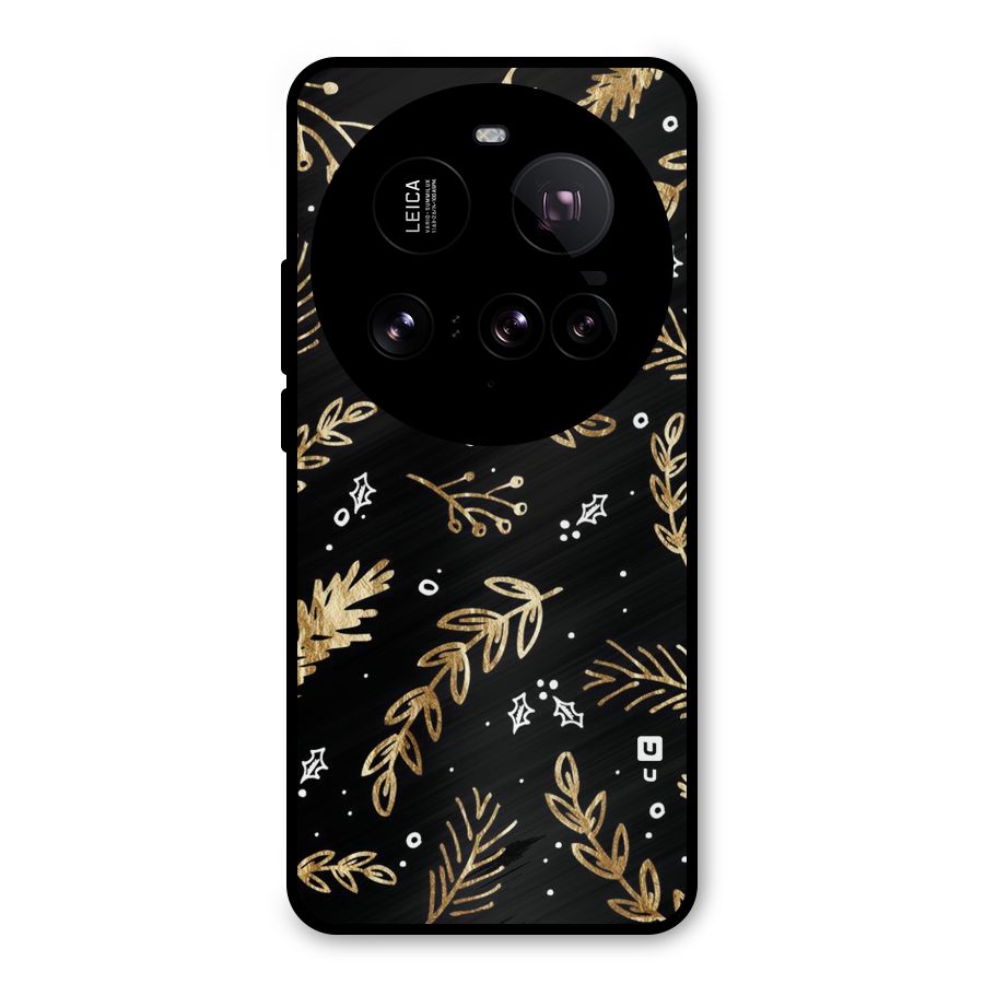 Gold Palm Leaves Metal Back Case for Xiaomi 15 Ultra