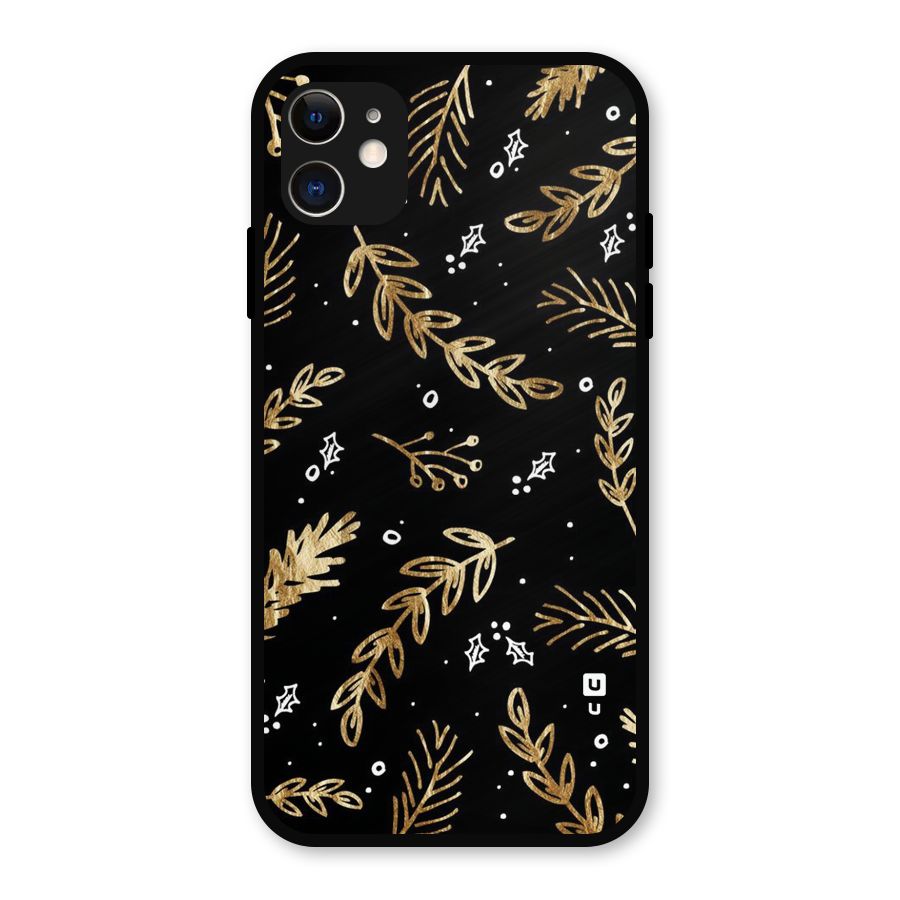 Gold Palm Leaves Metal Back Case for iPhone 11