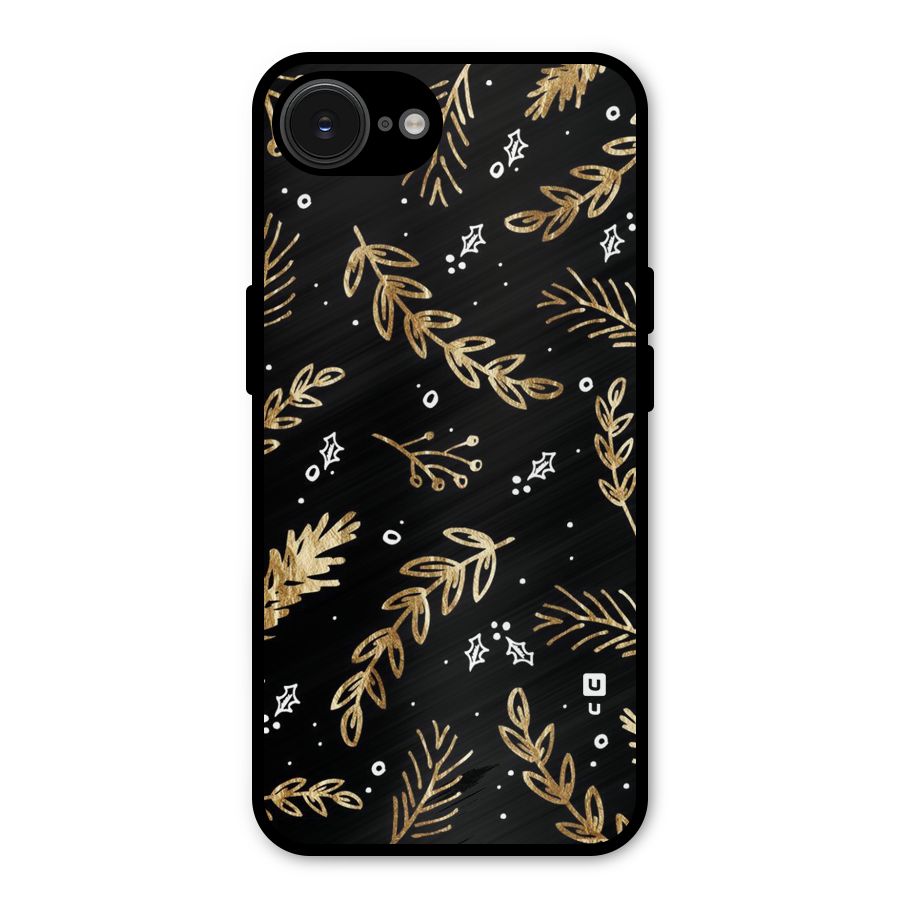 Gold Palm Leaves Metal Back Case for iPhone 16e