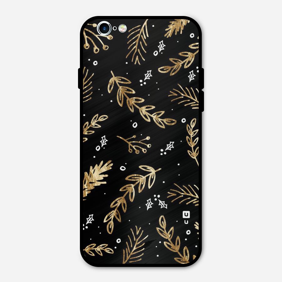 Gold Palm Leaves Metal Back Case for iPhone 6 6s