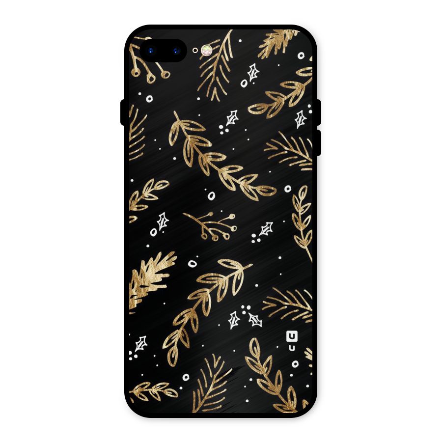 Gold Palm Leaves Metal Back Case for iPhone 8 Plus