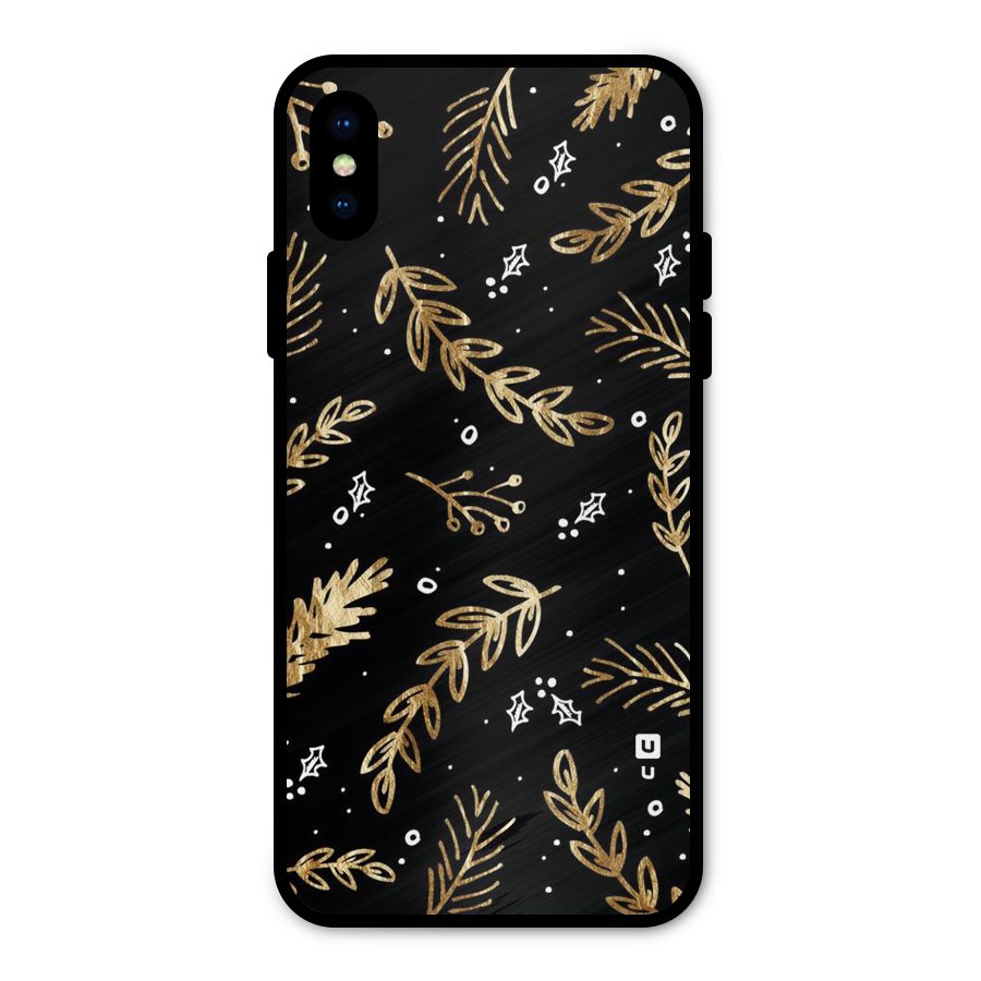 Gold Palm Leaves Metal Back Case for iPhone XS