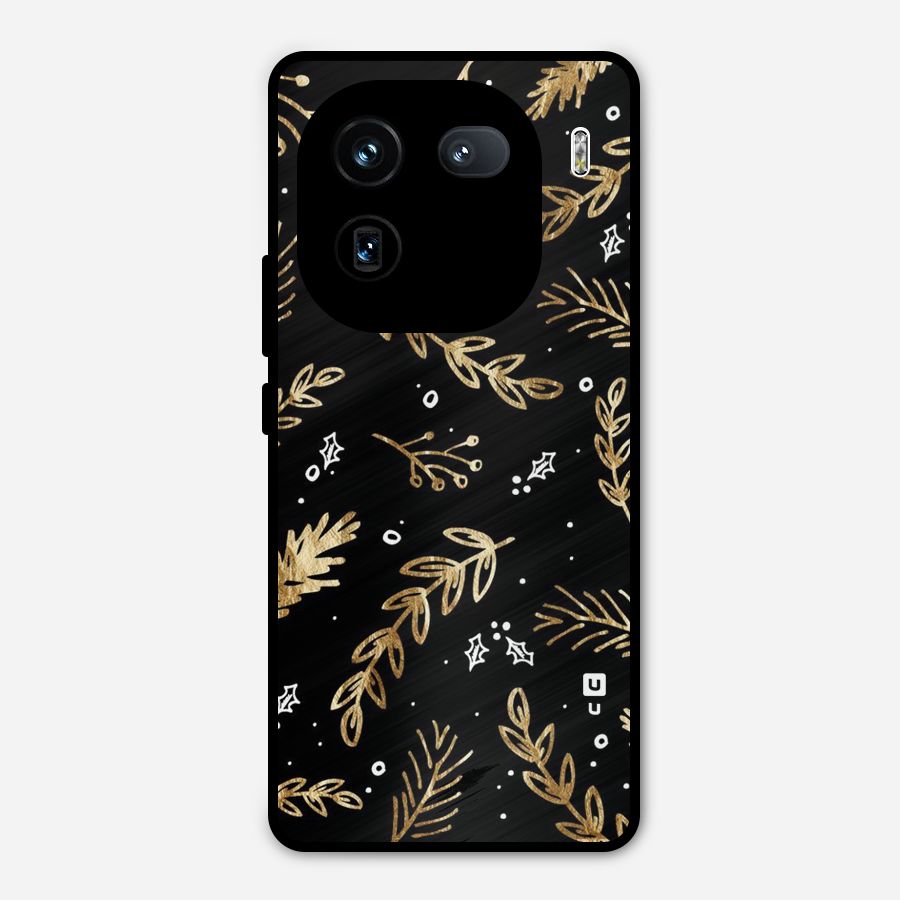 Gold Palm Leaves Metal Back Case for iQOO 12